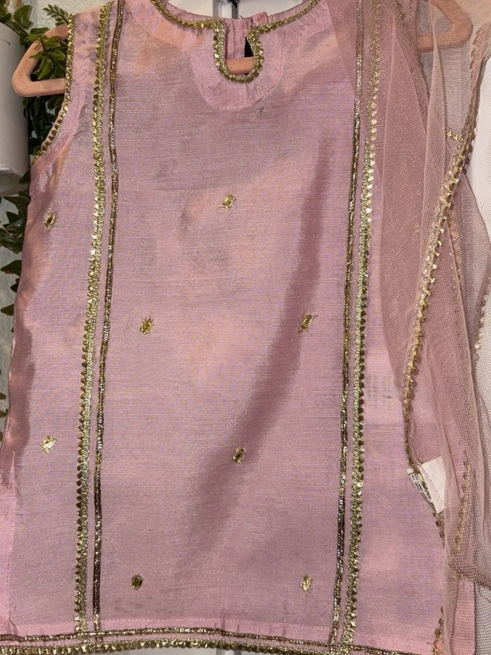 Girls' Pink Embroidered Matching Set infant traditional wear party wedding wear